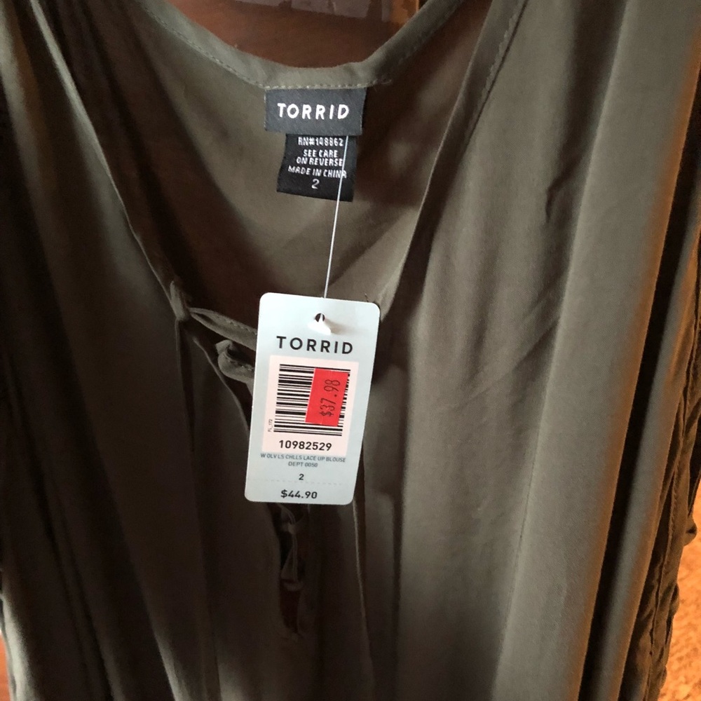 Brand New Torrid army green lace up top